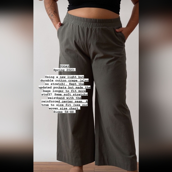 Free Label Loretta Wide Leg Pants Cotton Crepe Green L - Picture 4 of 7